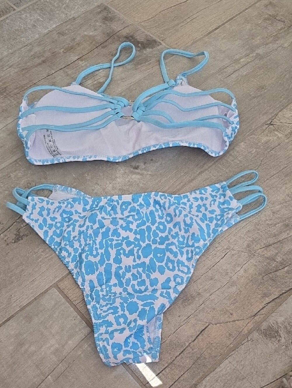 NWOT Women's Blue Leopard Print Two-Piece Swimsuit - Picture 2 of 9